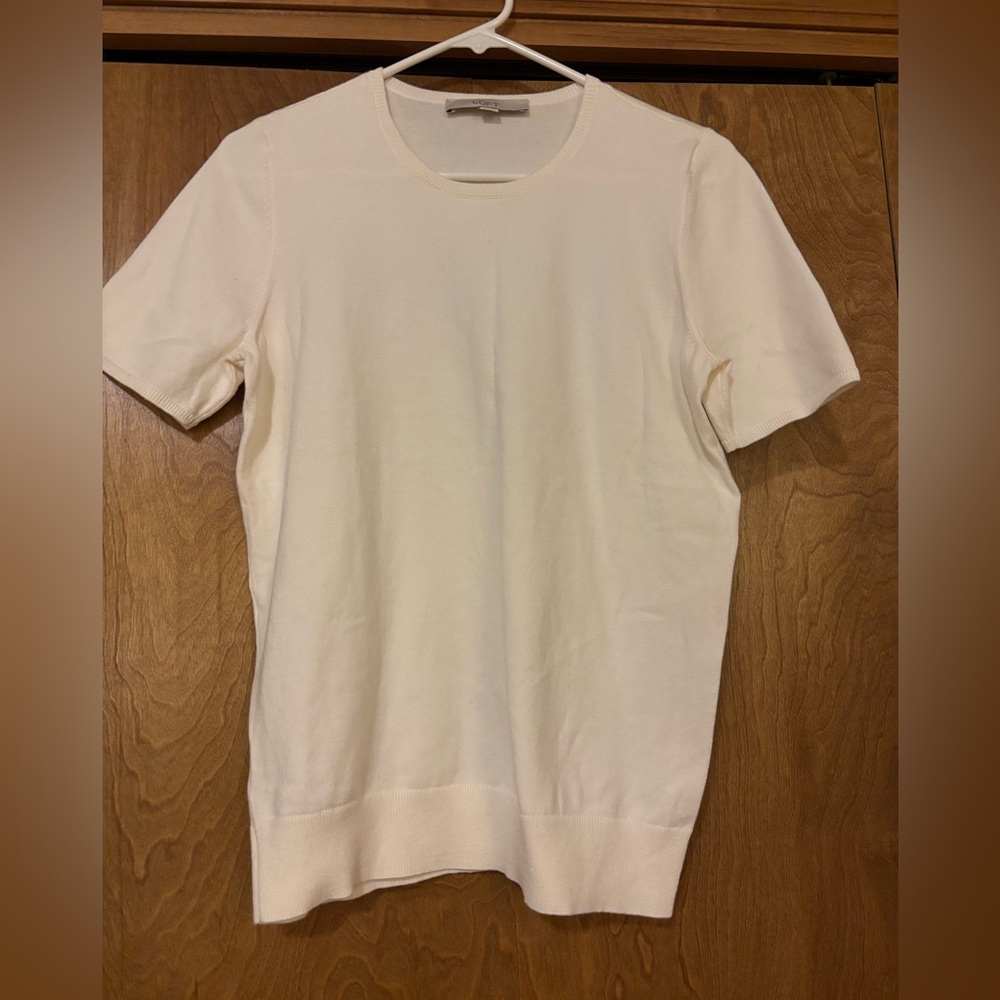 LOFT Ivory Short Sleeve Knit Top